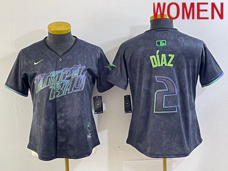 Women Tampa Bay Rays #2 Diaz Nike MLB Limited City Connect Black 2024 Jersey style 1->women mlb jersey->Women Jersey